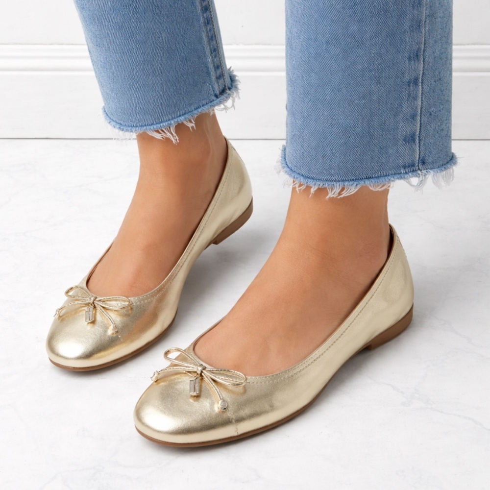 [Coach] Classic Gold Bow Metallic Flats